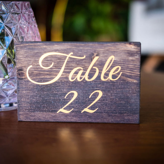 Table Numbers – Dark Wood, Gold Lettering